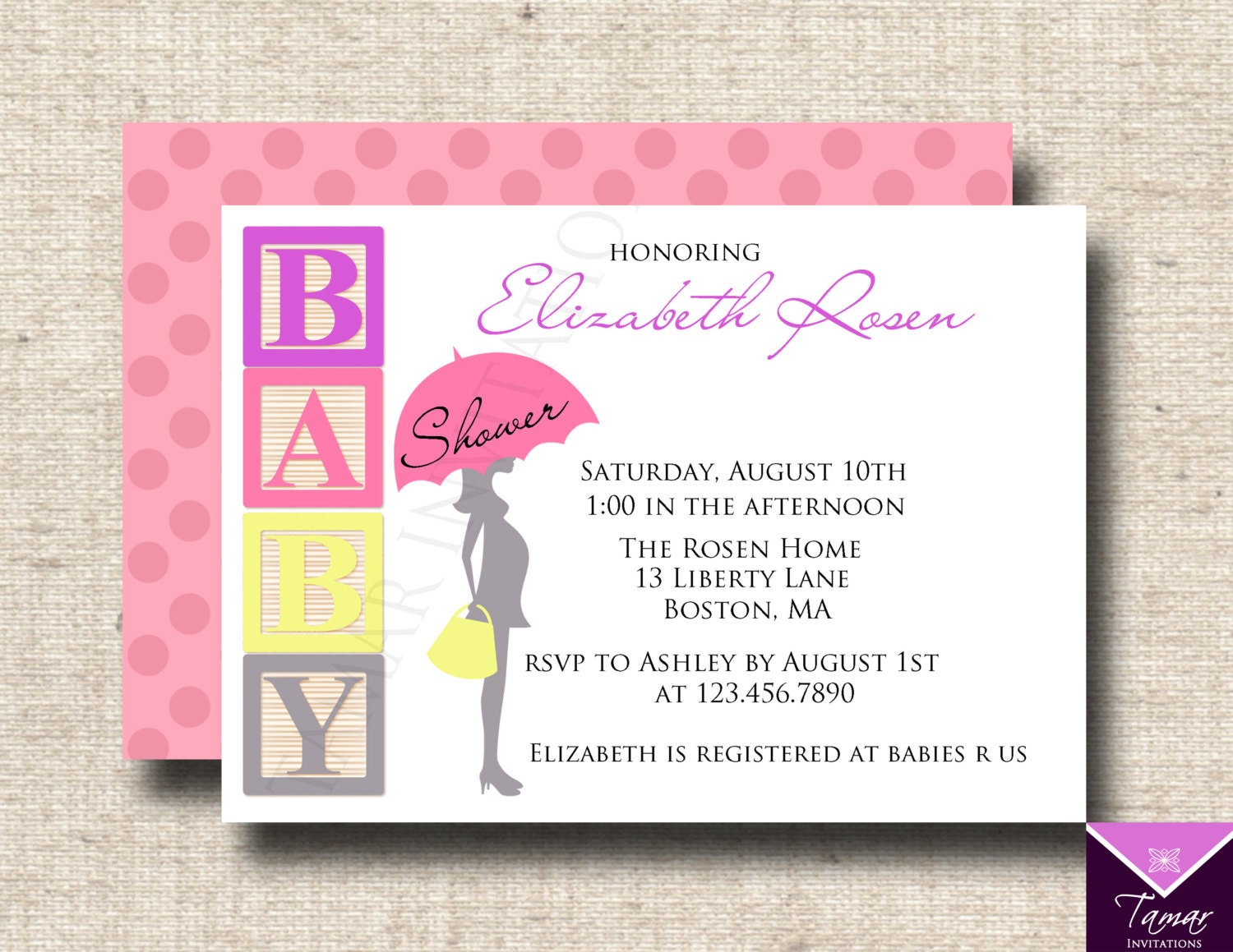 Printable Baby Shower Invitation - Mod Baby Blocks - Boy, Girl or Gender Neutral - with free Printable Back Il_570xn