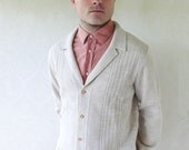 Vintage mens classy cardigan with collar - stone . . . "Like" our fb page for 10% discount