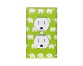 Lime Green Elephant Nursery Decor Outlet Plate Cover / Unisex Gender Nuetral / Kids Room / By Slightly Smitten Kitten