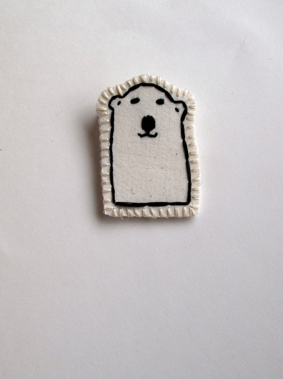 Polar bear brooch hand embroidered attached to card for Valentine's Day kids jewelry