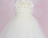 READY TO SHIP:  Flower Girl Tutu Dress - Ivory - Moon Light Magic - 3-4 Toddler Girl