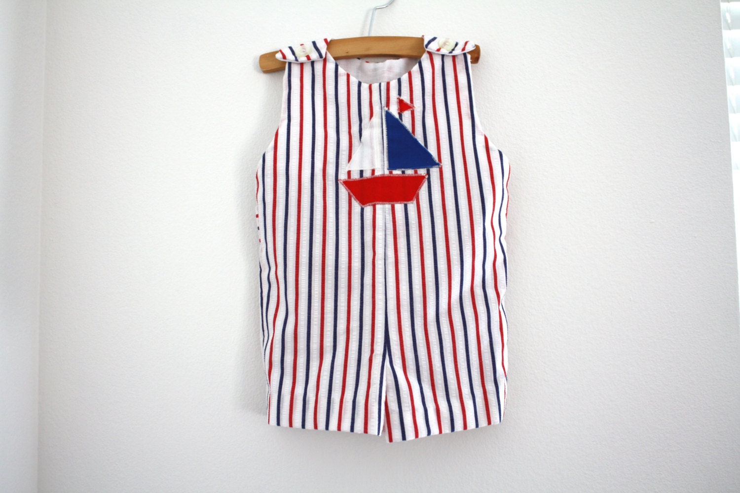 Vintage Sailboat Nautical Red, White, and Blue Patriotic JonJon