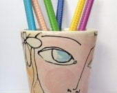 Art Eye Candy Chick Ceramic Pencil Pot by Rachelle Panagarry