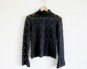 vtg 90's BLACK LACE goth top