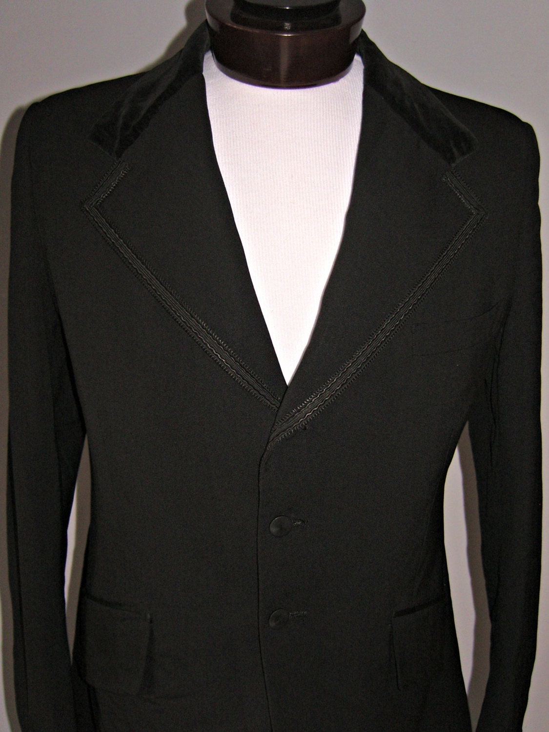 Vintage Mens Tux Tuxedo Jacket 1950s 1960s Black by Palm Beach Size 40R