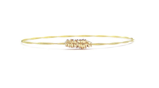 Thin Gold Bangle Bracelet // Eco-Friendly Guitar String Jewelry // Friendship Bracelet // "G" // Handmade Gift // Recycled Reclaimed