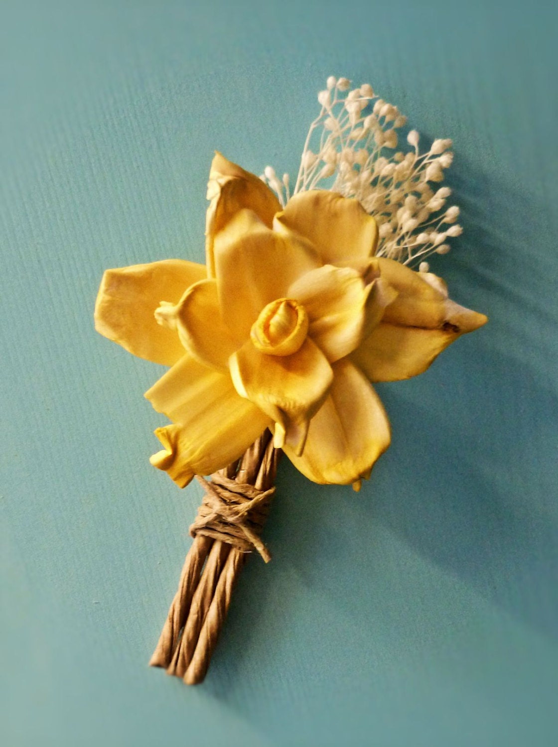 Custom Boutonniere - Yellow Groom Wedding, Buttonhole, Groomsmen, Sola Flower, Wedding, Wedding Flowers