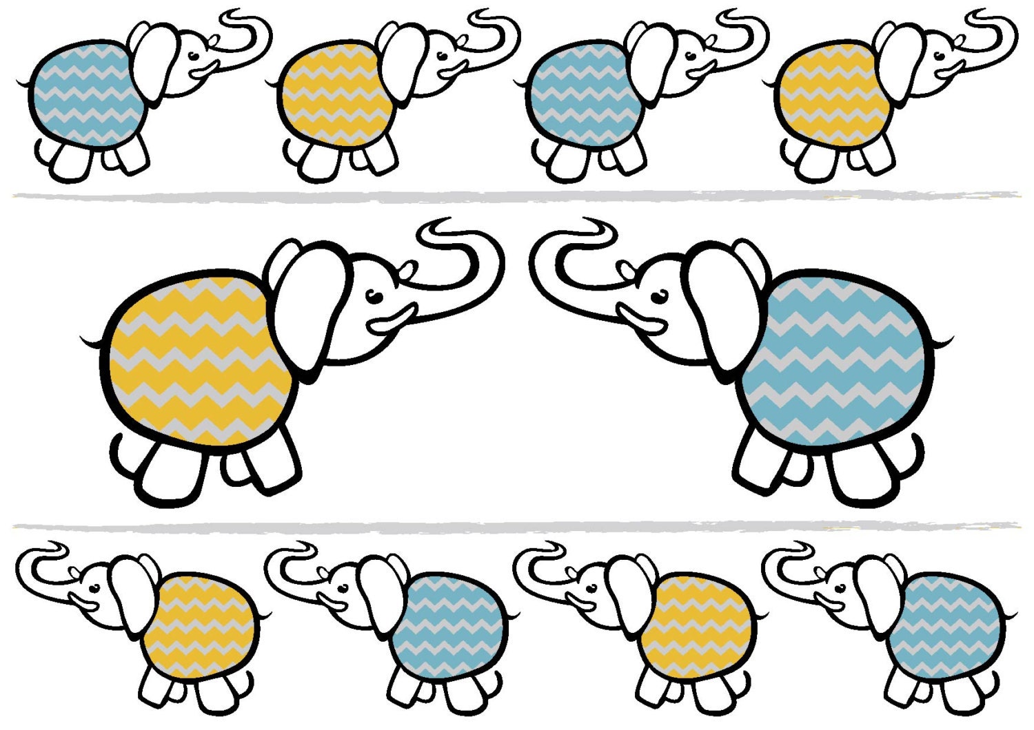 INSTANT DOWNLOAD. Elephant chevron clip art.