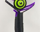 Purple, Lime Green and Black Button Blossom Boutonniere or Corsage