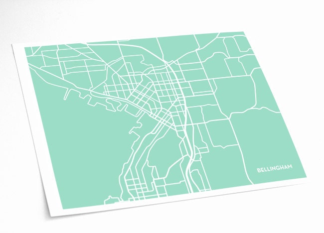 Bellingham City Map Art Print / Washington Wall Art Poster / 8x10 Digital Print / Choose your Color