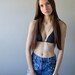 Studded Shorts Vintage Distressed Cut Offs Ripped High Waisted Blue Denim Hipster Extra Small XS Small W26
