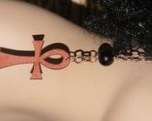 Wood Dangle Earrings-Ankh