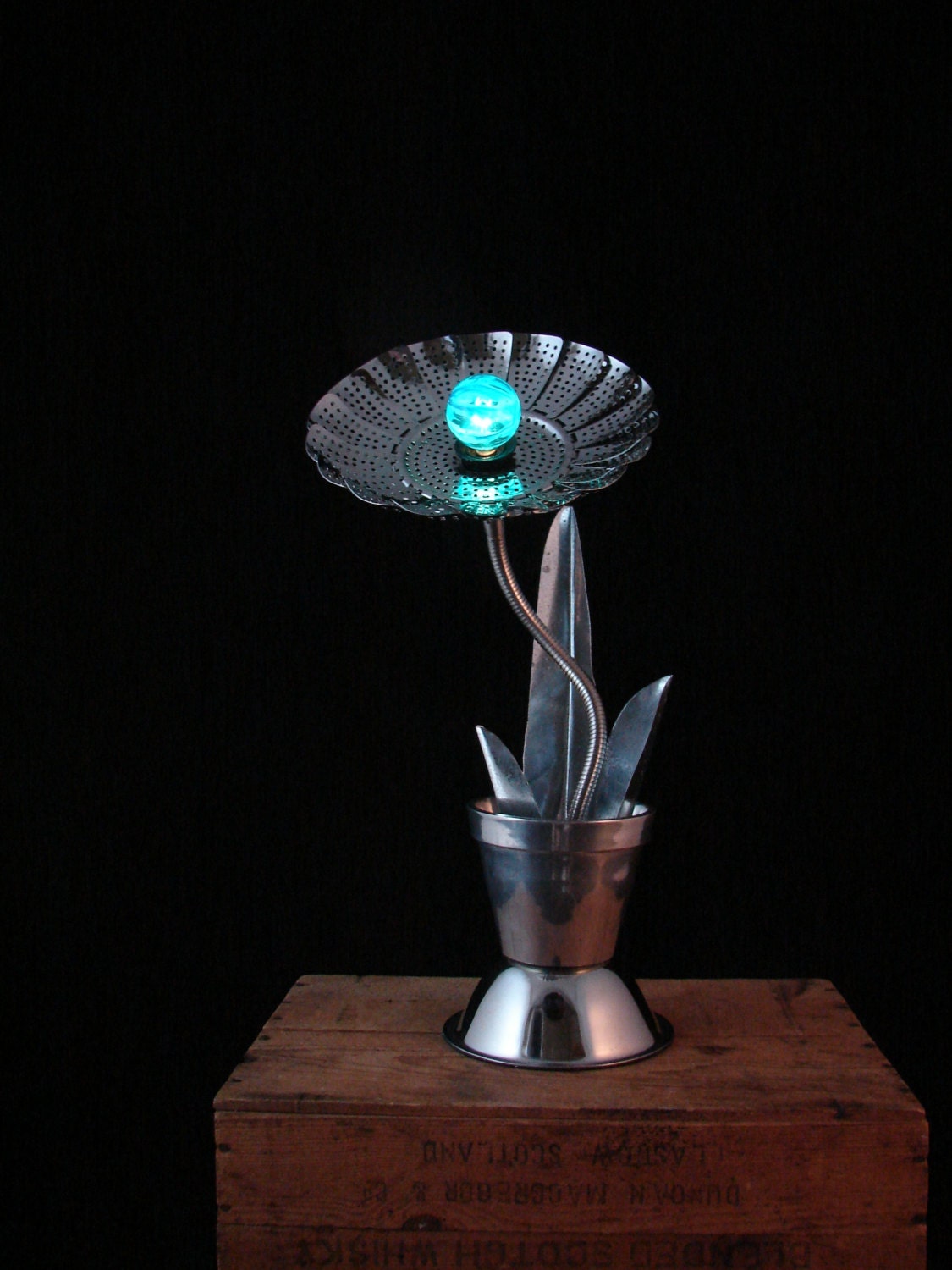 Upcycled Table Lamp Kitchen Steamer Flower