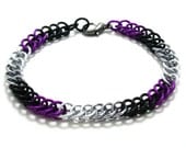 Chainmaille Bracelet: Asexual / Ace Pride in Half Persian 3-in-1