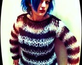 7 DaY SaLe --- MADe in ENGLAND, black & white PUNK MOHAiR SWEATER, Seditionaries style, Rancid, Nirvana, Cobain  "AnY SiZe"