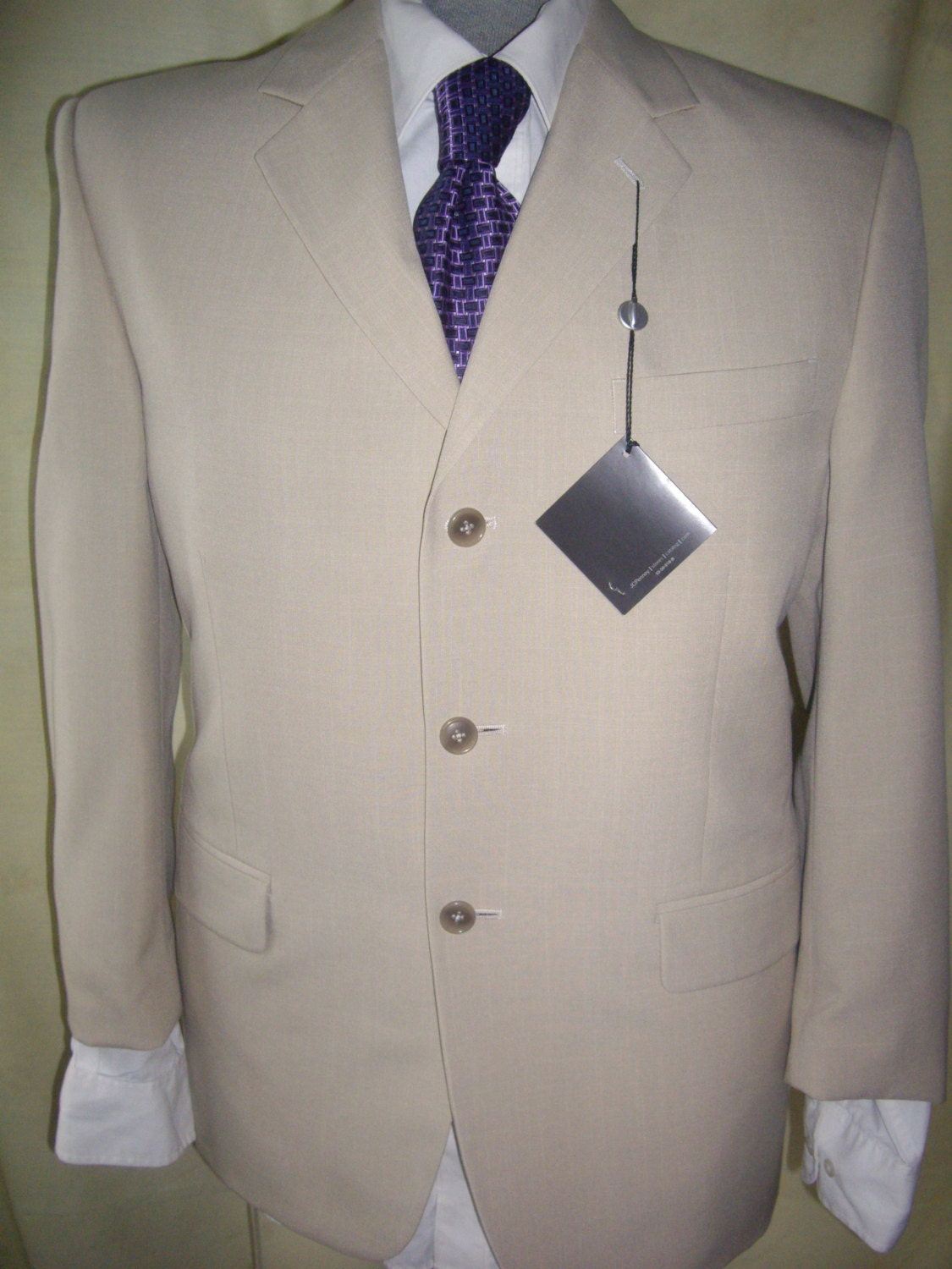 vintage Mens 90s brand new cream flecked white j.Ferrar modern fit 42short  MB0084