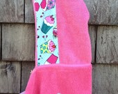 Girls Personalized Hooded Towel Baby Toddler Kids Beach Pool Bath Towel Cupcake Children Girls Gift