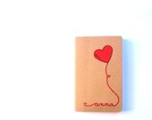 pocket size Miss Jones Name Journal - red embroidery, made to order. kraft moleskine journal. ruled paper, customized name.