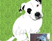 Custom Pet Portrait : Modern Print of YOUR Pet (Pattern shown here is Damask)