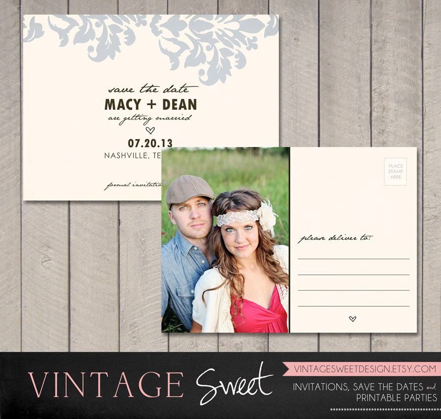 Save the Date Postcard (Printable) by Vintage Sweet