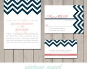 Modern Chevron Wedding Invitation, RSVP, Information Card (Printable) by Vintage Sweet