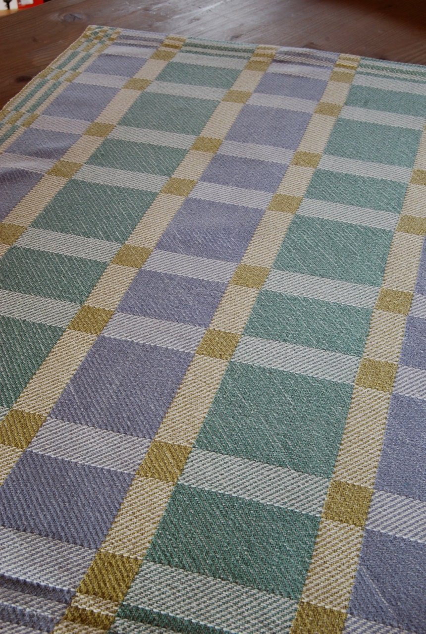 Handwoven Cotton Tea Kitchen Towel Retro Blocks Coastal Colors