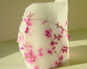 Decorative  Candle Handmade Candle Lantern Bathroom Bedroom Nature Floral  Decor Housewares Flower Decor  White and Fuchsia