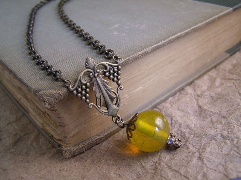 Yellow Balloon necklace. Hot Air Balloon Airship pendant. Handmade Steampunk jewelry