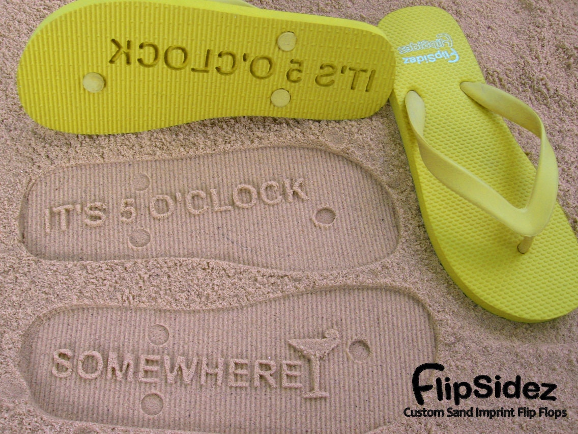 Custom Sand Imprint Flip Flops. Personalize With Your Design. No Minimum Order Quantity