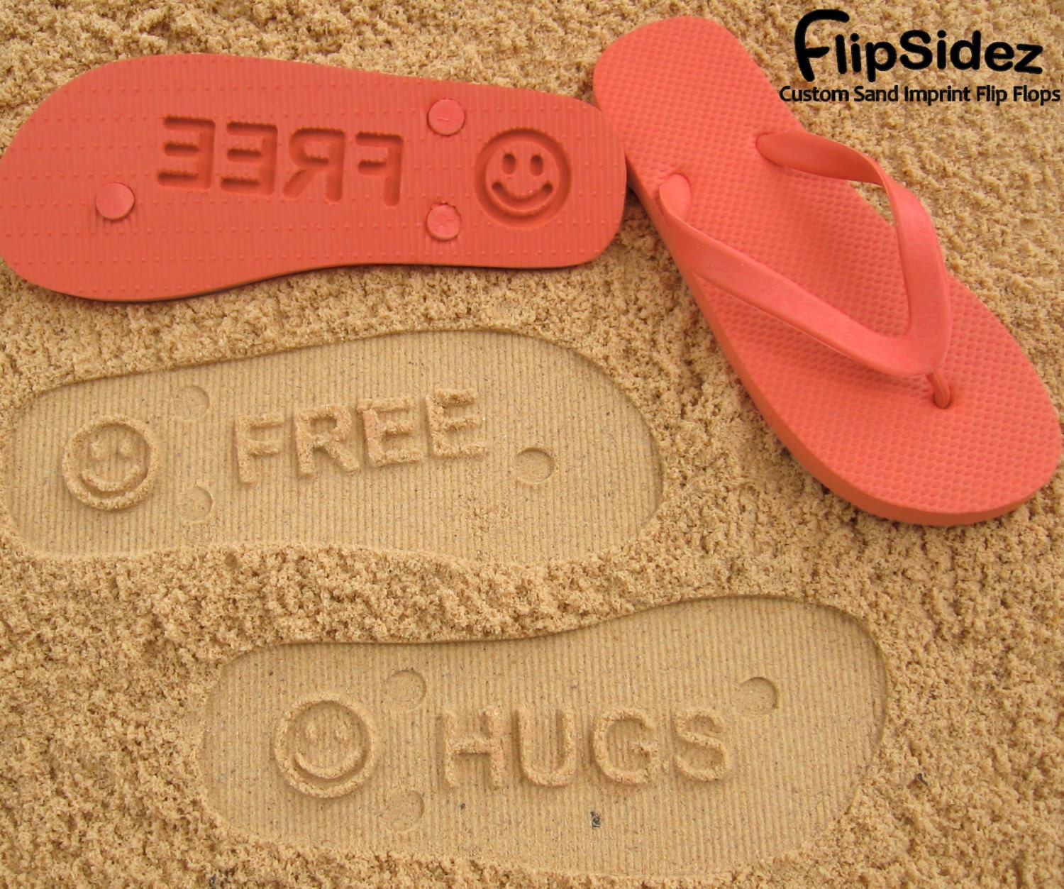 Custom Sand Imprint Flip Flops. Personalize With Your Design. No Minimum Order Quantity.