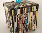25% OFF--Upcycled magazine reed box / repurposed / kitsch / recycled / jewelry box / paper goods