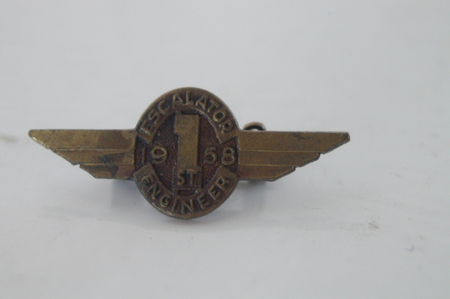Vintage Escalator Engineer Pin 1958 Escalator Engineer 1st pin with wings 50's Mid Century Mod Skyscraper Building Concierge