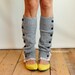 SALE SALE The Miss Molly - Light Heather Grey Slouchy Button Down Leg Warmers w/ Ivory Knit Lace - Legwarmers boot socks (item no. 7-13)