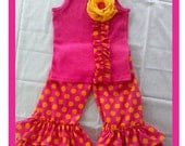 New Fall Summer pink polka dot tripple Ruffle Pants ONLY children toddler baby girl sz 12m, 18m, 2t, 3t, 4t, 5t