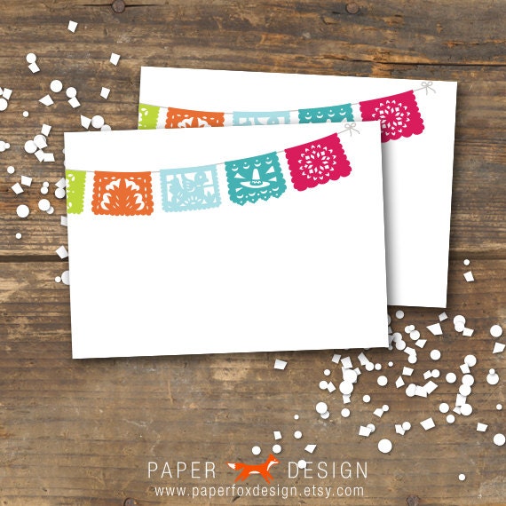 Menu Cards or Place Cards - Fiesta Papel Picado - DIY Printable