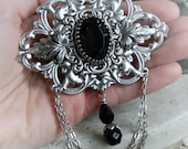 MIDNIGHT in the GARDEN Victorian hair clip, gothic wedding hair clip, free gift box