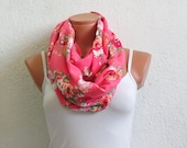 Infinity Scarf Floral Print Circle Loop Scarf Women's Fashion Accessories Mother's Day Gifts for Her Coral, Taupes, Orange Greens
