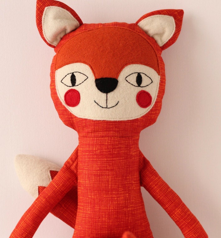 Mr. Fox, charming and friendly fox  - stuffed animal toy for kids - rag doll for children