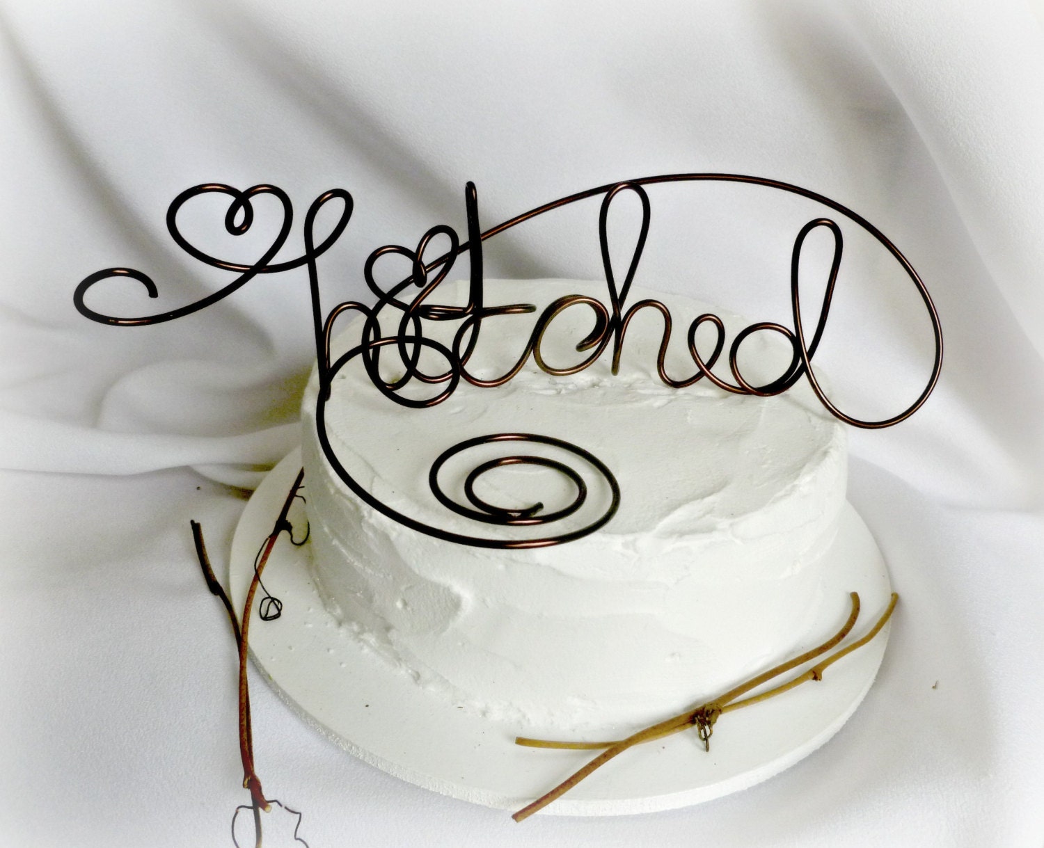Rustic Cake Topper, Wedding Decorations, Hitched Caketopper