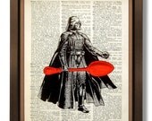 WALL HANGING COLLAGE - Kitchen Wall Decor, Star Wars Poster Retro Print, Star Wars print, dictionary art - Darth Vader got a new lightsaber