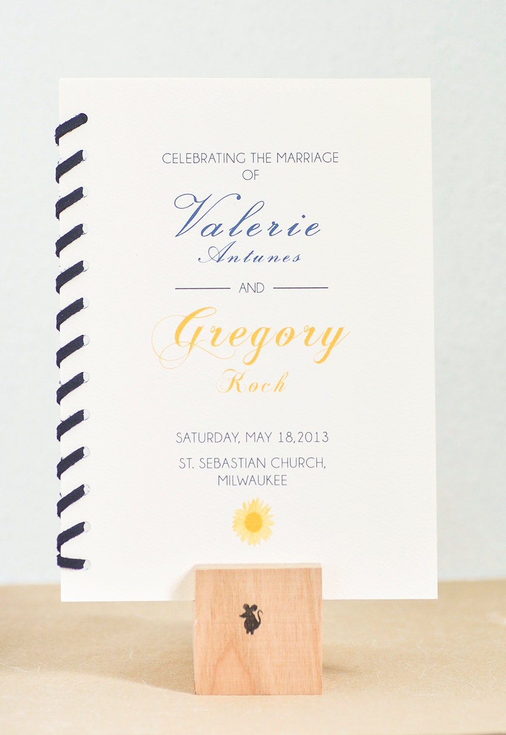 Modern Vintage Wedding Program on Soft Creme Paper