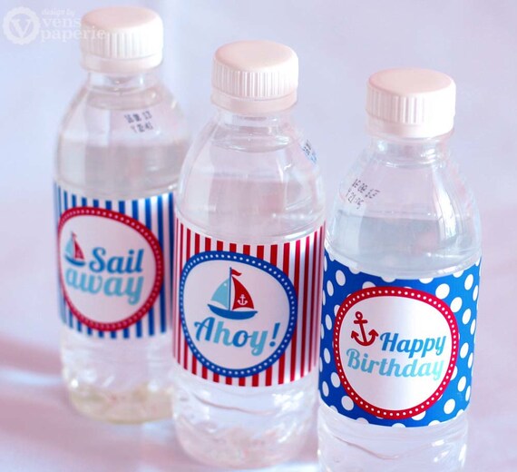 Nautical Birthday Party - DIY PRINTABLE Water Bottle Drink Label - Instant Download - PS826CA1g Il_570xn