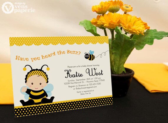 DIY PRINTABLE Invitation Card - Bumble Bee Baby Shower Invitation - BS816CB1a1 Il_570xn