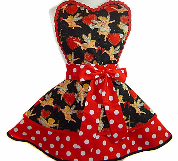 Cupid's Arrow Sexy Sweetheart Pinup Diner Apron-A Tie Me Up Aprons Exclusive