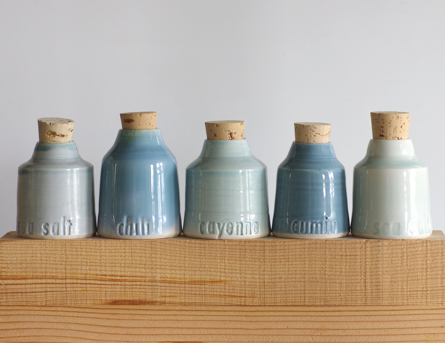 MTO 5 custom spice jar set. modern pottery minimal design