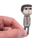 Plastic Brooch - Man Brooch - Scarf Boy Illustrated Brooch