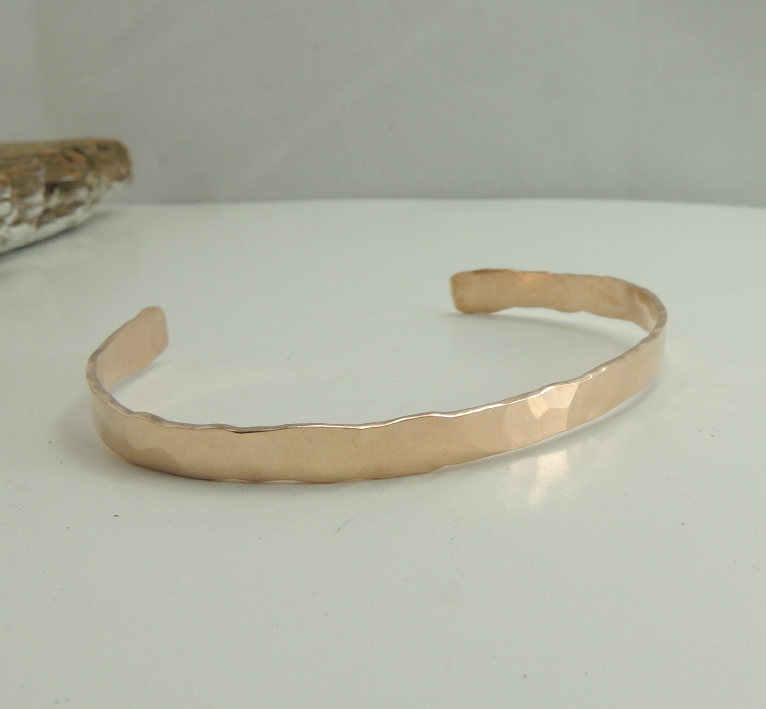 Rose Gold Cuff Bracelet, 14K Rose Gold Fill Hammered Cuff Bracelet, Simple Gold Cuff, Stacking Bracelets, Gift For Her