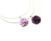 Polymer Clay Rose Choker Necklace. Deep Purple or Lilac Flower Pendant. Purple Jewelry. Flower Jewelry. Handmade