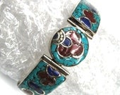 Beautiful Handmade Traditional Tibetian Jewelry , Gemstone Cabochons studded Beaded Nepali Bracelet with toggle lock