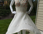 1970's Embroidered  Cream Gauze Crochet Halter Dress-Romantic- Boho- Beach Wedding